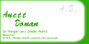 anett doman business card
